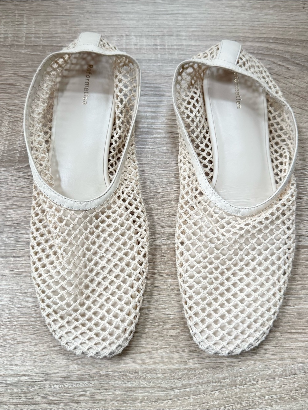 New Reformation Britt Mesh Ballet Flats Ivory Cream Size 9 - Picture 4 of 11